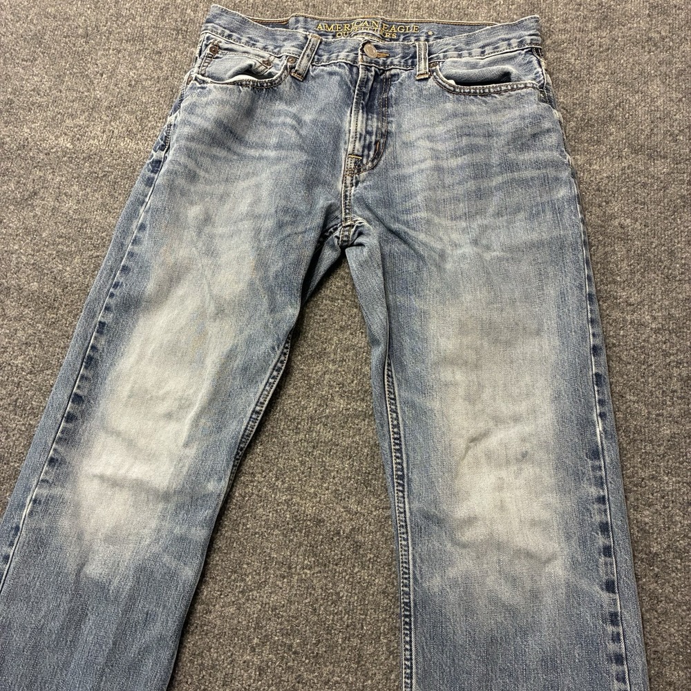 American Eagle Original Boot Jeans Mens 32x34 Faded Whiskered Cowboy Rodeo Ranch